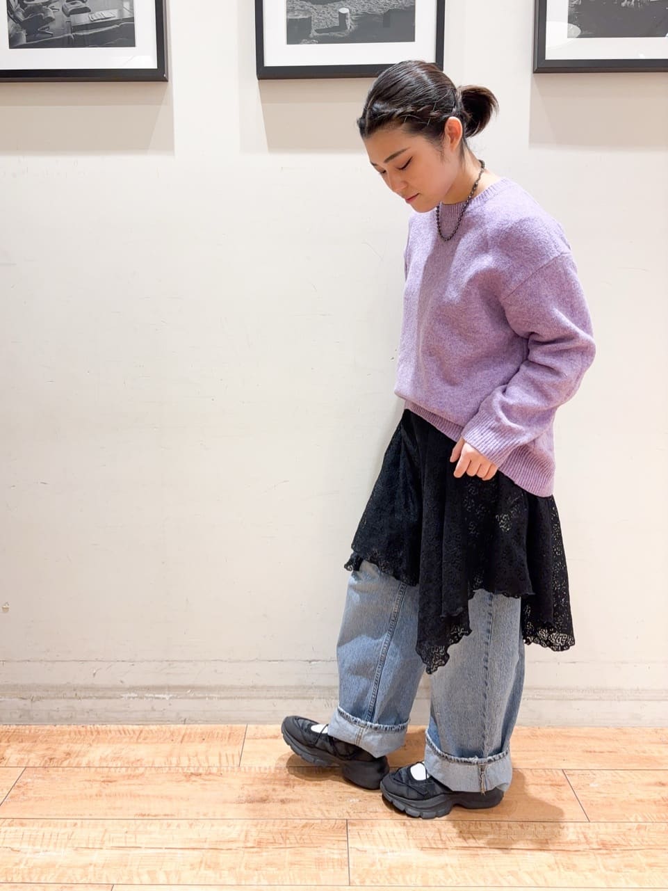 かふぇもか。さんの「SHOO･LA･RUE｜【前後2WAYネック】レイヤードスタイルにおすすめ レースキャミチュニック」を使ったコーディネート