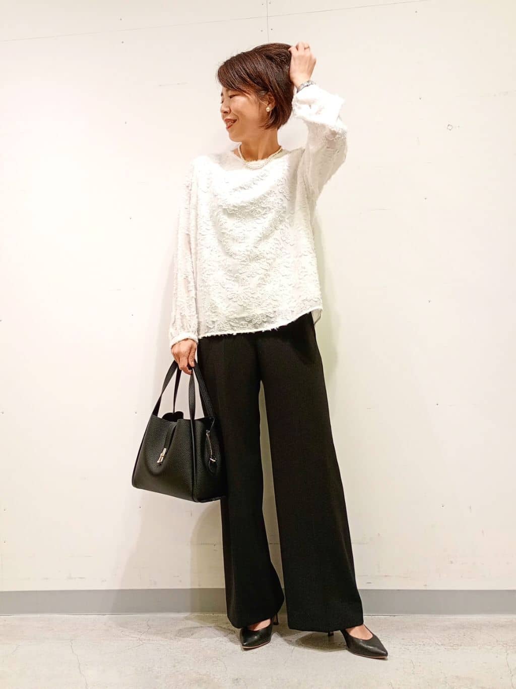 Kさんの「INDIVI｜【通勤スーツ／洗える】ストレッチカラーレスジャケット」を使ったコーディネート