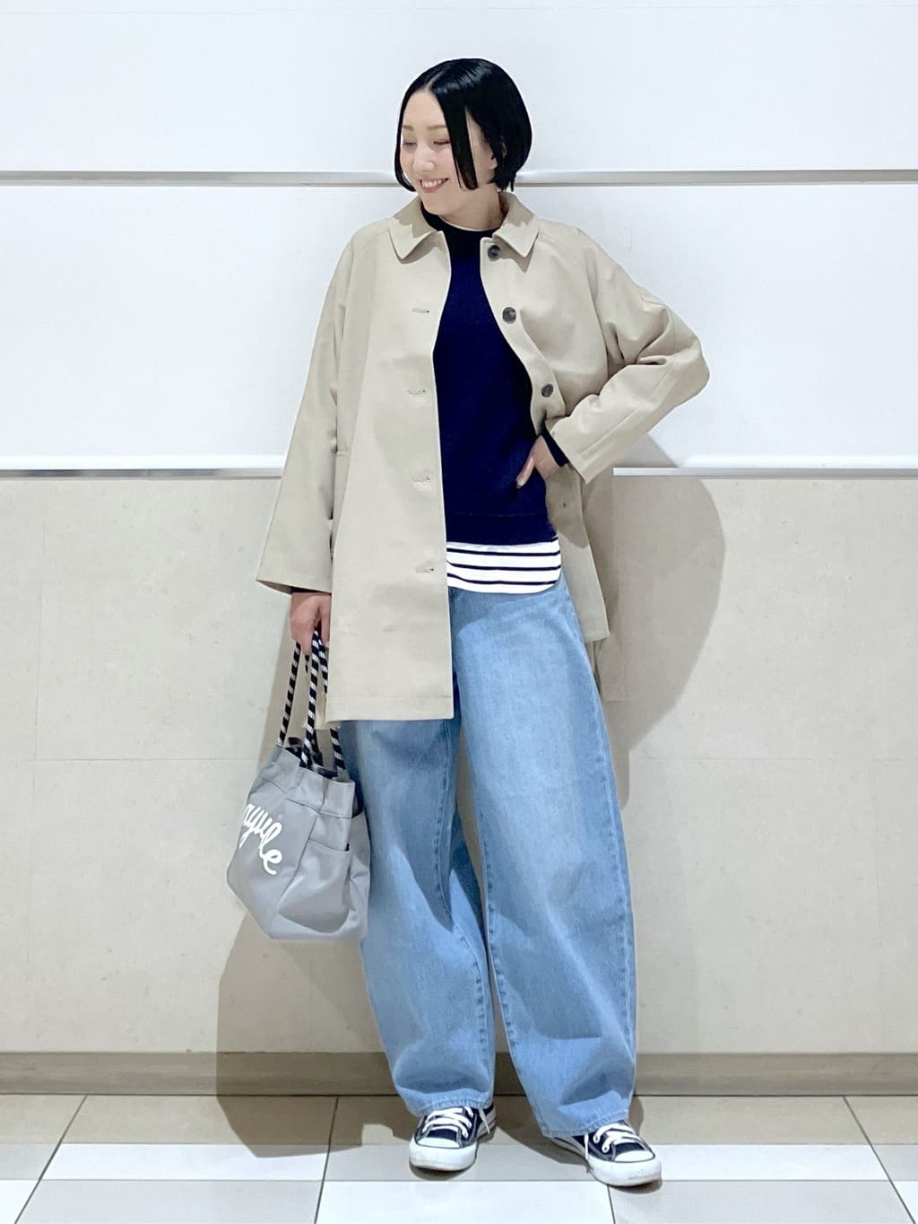 eriko さんの「Dessin｜【花粉ガード/撥水加工/洗える】ステンカラースプリングコート」を使ったコーディネート