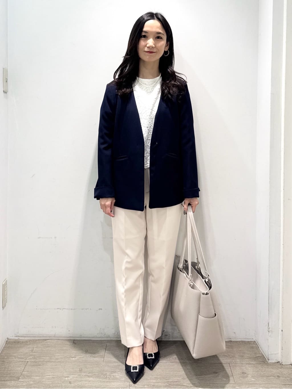 yuicciさんの「OPAQUE.CLIP｜《通勤／セットアップ対応》 Vネックジャケット／ダブルクロス【洗濯機OK】」を使ったコーディネート