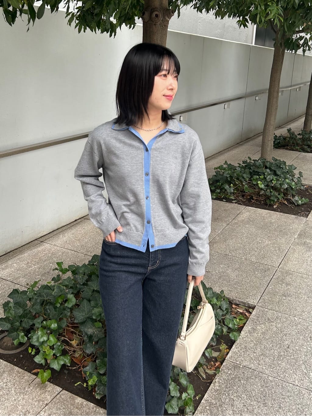 RINAさんの「OPAQUE.CLIP｜ダブルカラーポロ衿配色ニット【洗濯機OK】」を使ったコーディネート