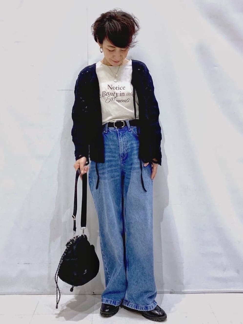 Bonさんの「OPAQUE.CLIP｜かぎ針風ニットカーディガン【洗濯機OK】」を使ったコーディネート
