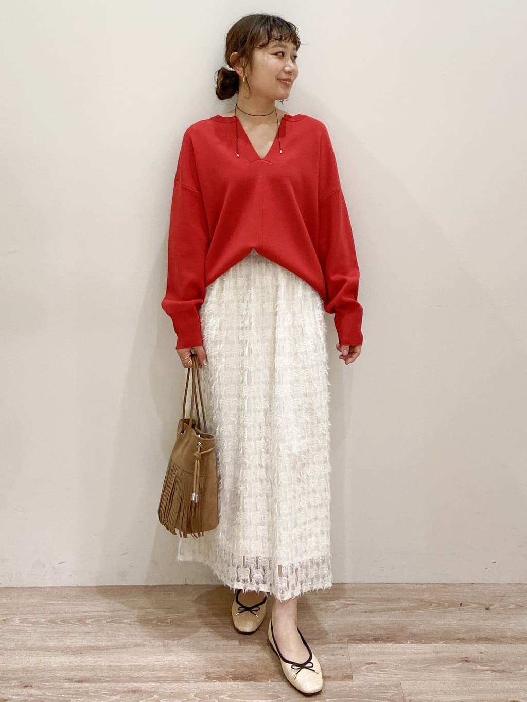 risayanさんの「OPAQUE.CLIP｜キーネックデザインニット【洗濯機OK】」を使ったコーディネート