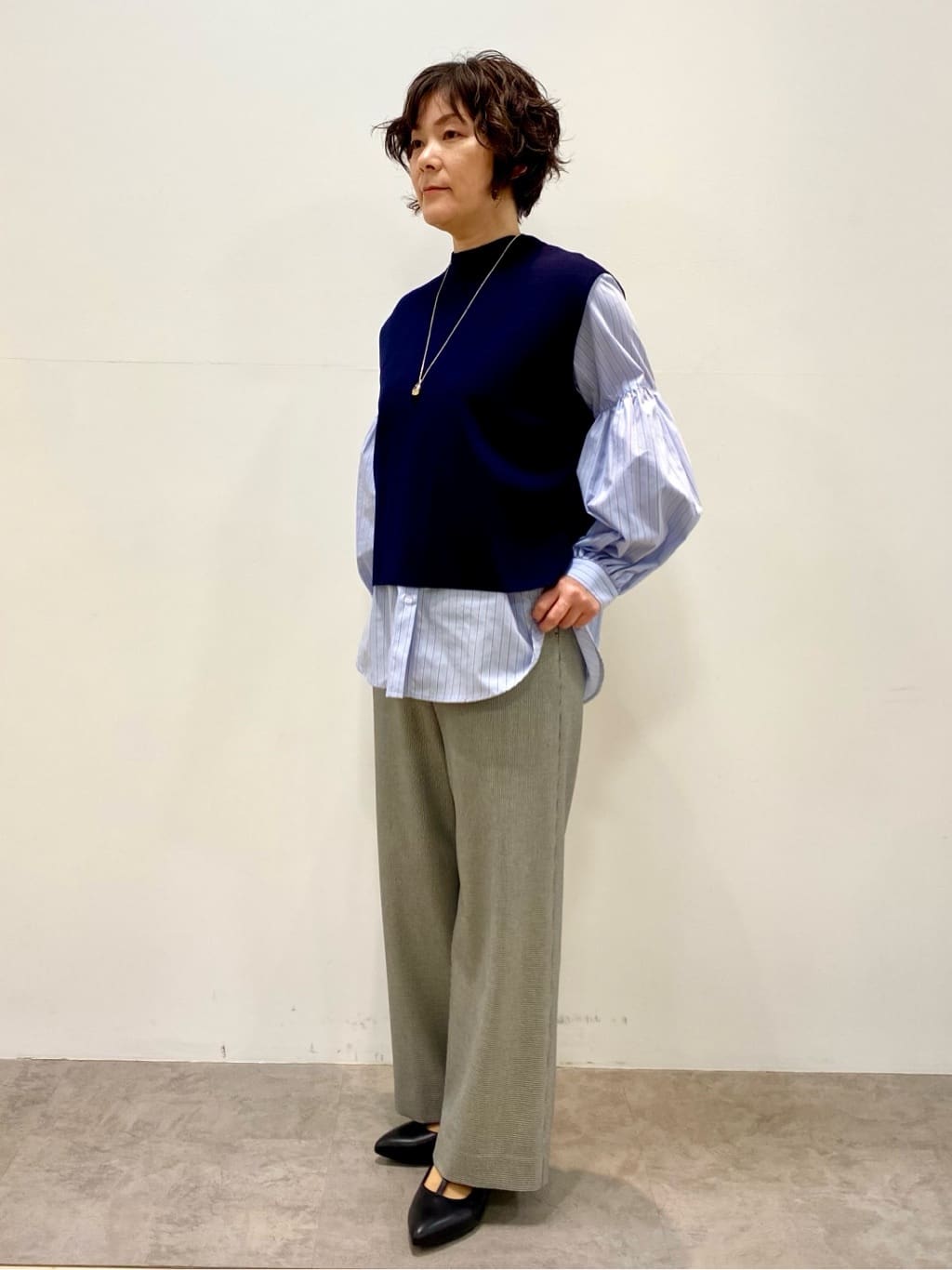 oharaさんの「Reflect｜【セットアップ可】ダブルジャカードニットベスト」を使ったコーディネート
