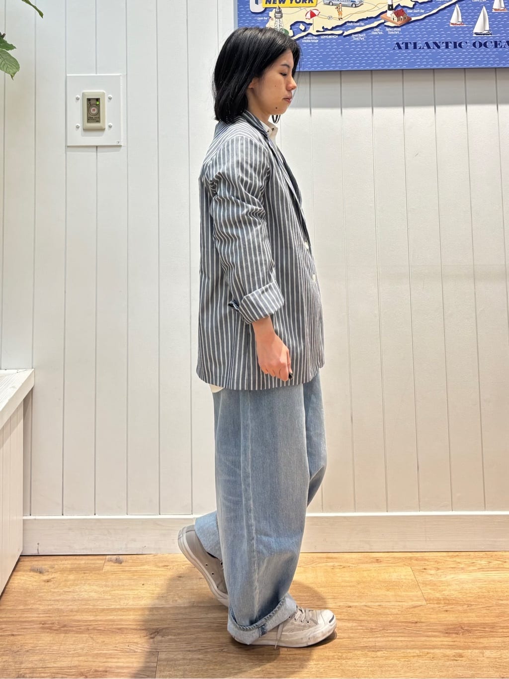 OKADAさんの「Dessin｜【セットアップ可/洗える】ストライプシャツジャケット」を使ったコーディネート