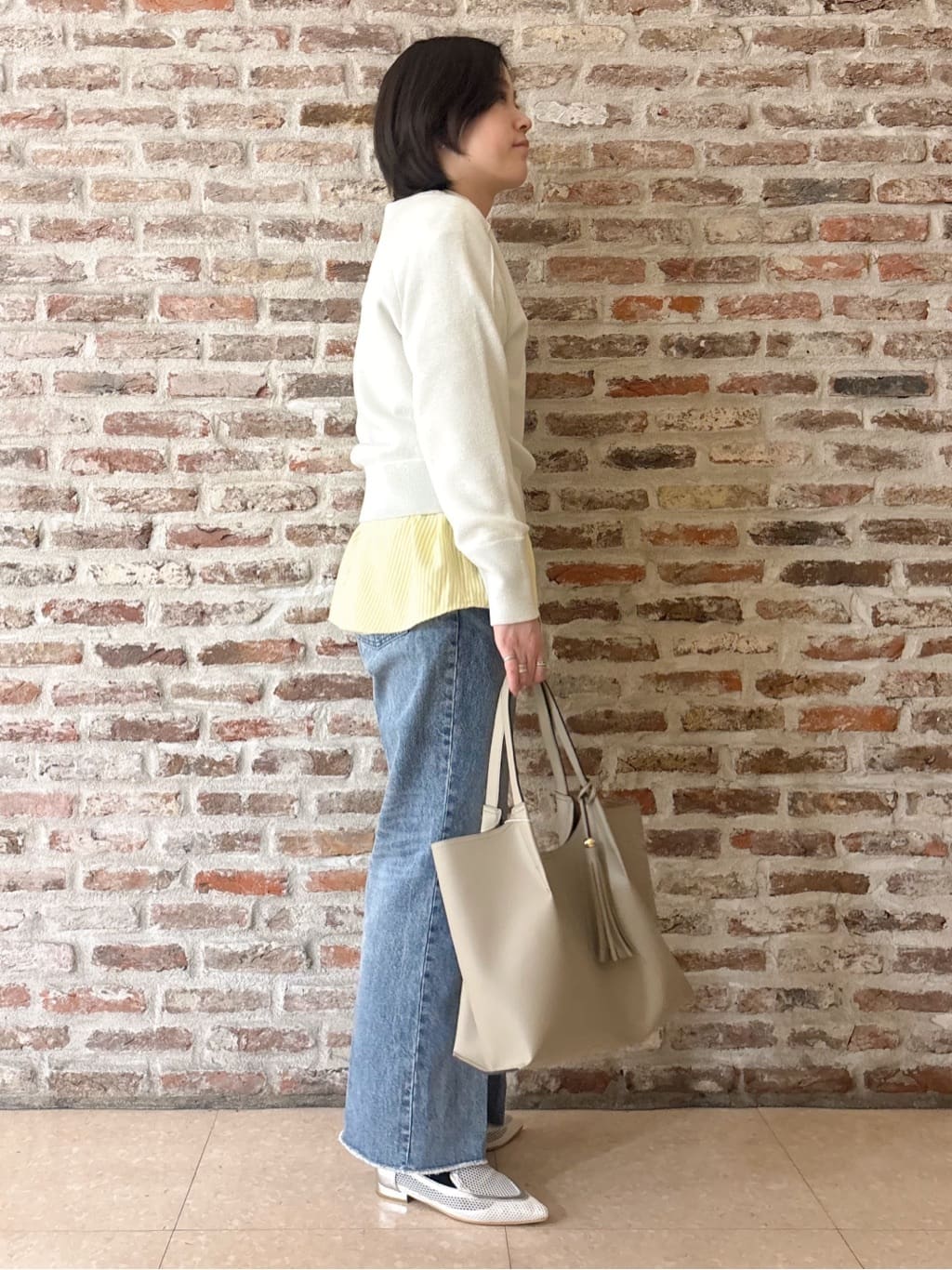 しばさんの「THE SHOP TK｜【着丈が選べる】スウェットライクラメジャカードニット」を使ったコーディネート