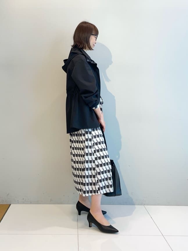 murayamaさんの「INDIVI｜【洗える／2WAY】ベルト付き ジオメトリック柄 シャツワンピース」を使ったコーディネート