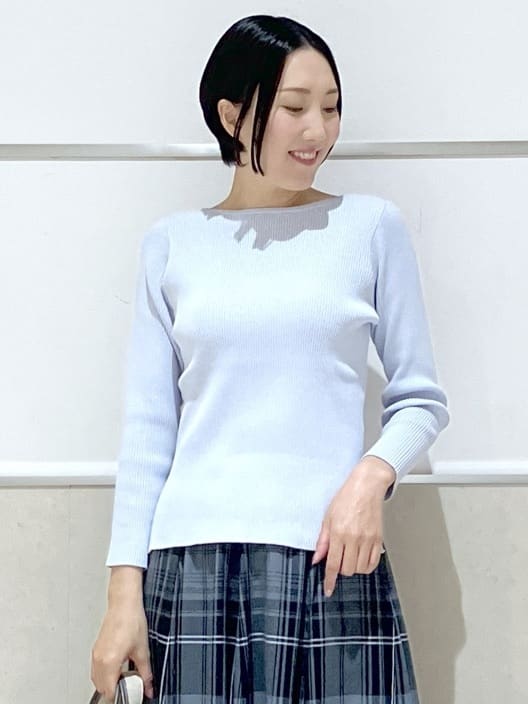 eriko さんの「Dessin｜【洗える】ボートネックリブニット」を使ったコーディネート