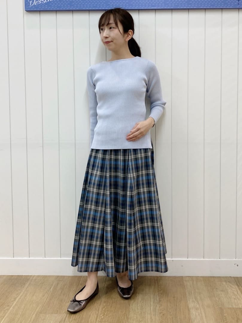 yoshiさんの「Dessin｜【洗える】ボートネックリブニット」を使ったコーディネート