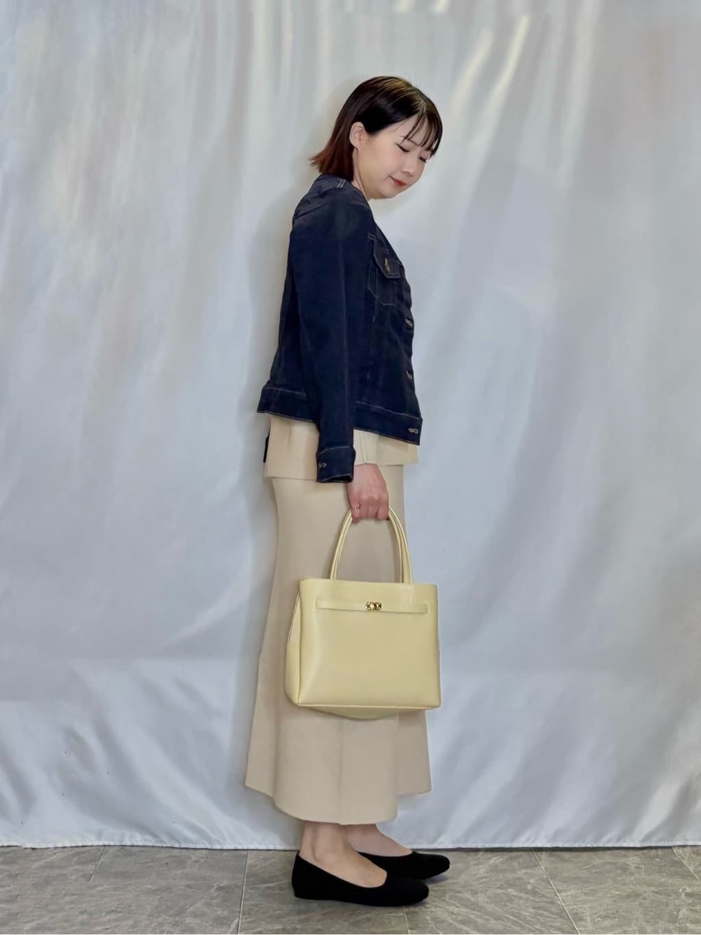 ネリさんの「SHOO･LA･RUE｜【SHOO・LA・RUE DENIM/S-LL/高レビュー】大人のための ノーカラーデニムジャケット」を使ったコーディネート