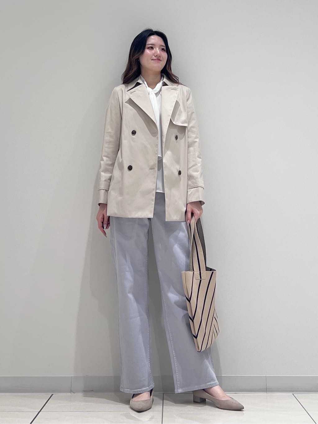 T.Kさんの「INDIVI｜【洗える】ジョーゼットボウタイブラウス」を使ったコーディネート