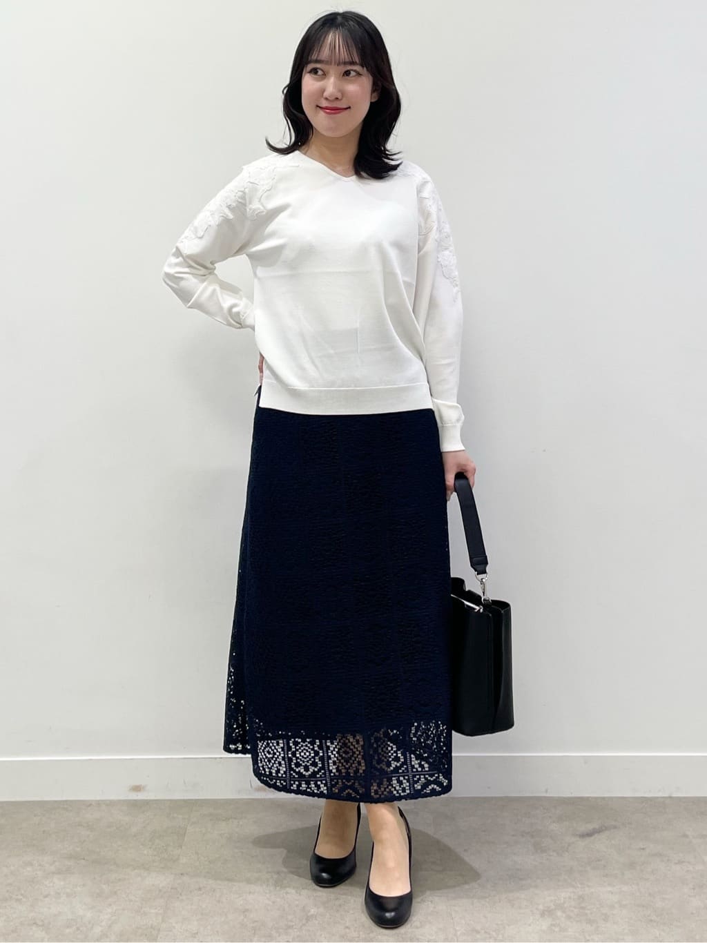 yukariさんの「Reflect｜レースデザインスリーブニットプルオーバー」を使ったコーディネート