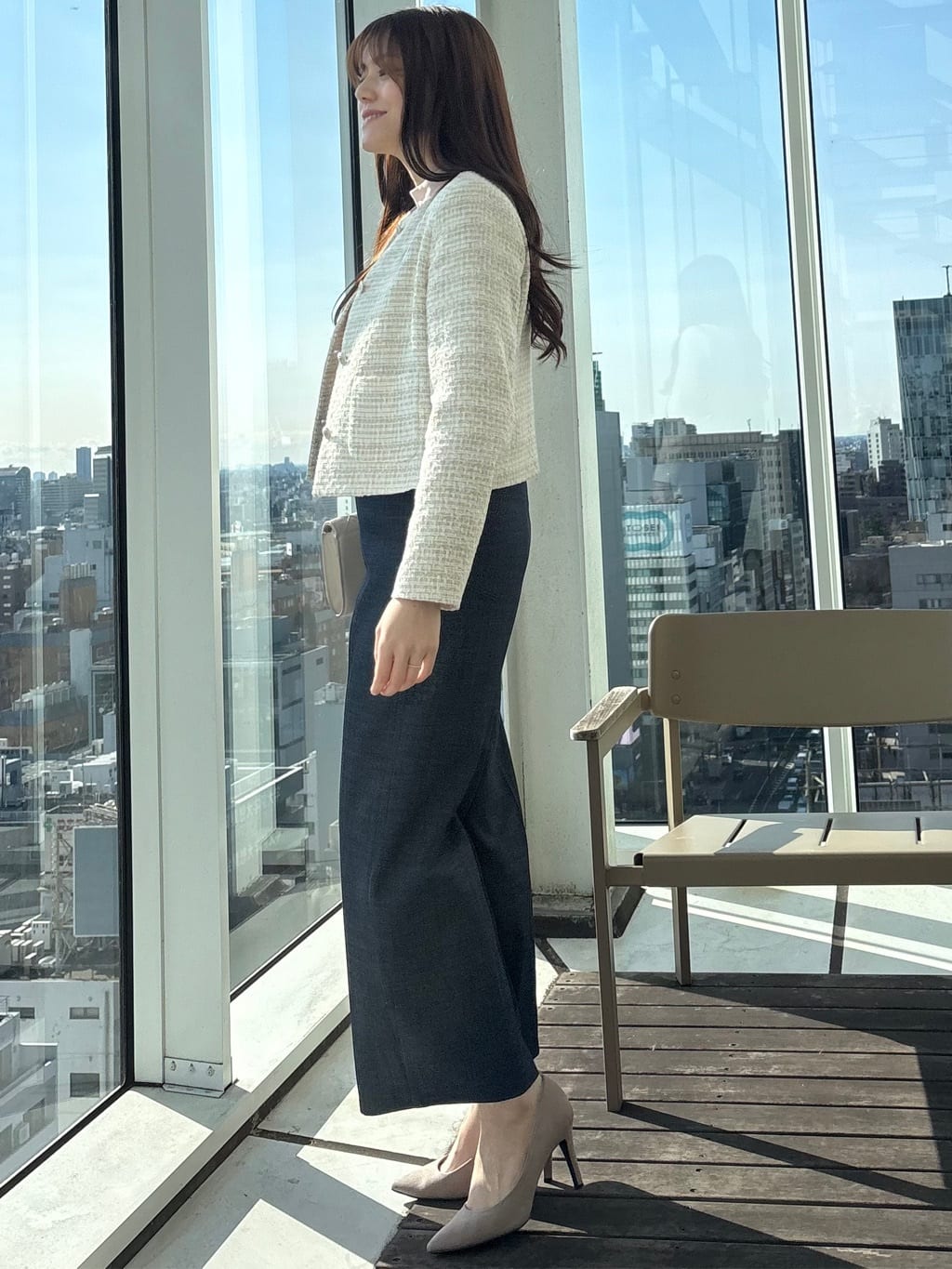 sayaさんの「COUP DE CHANCE｜【ON/OFF着回し】カラーツイードジャケット」を使ったコーディネート