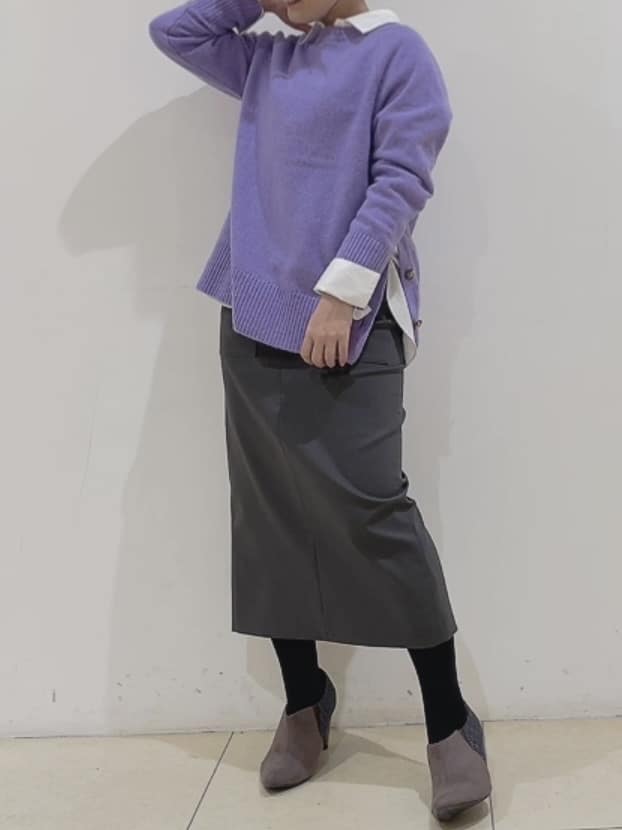 watanabeさんの「UNTITLED｜【重ね着もおすすめ/洗える】ウールカシミヤ クルーネックニット」を使ったコーディネート
