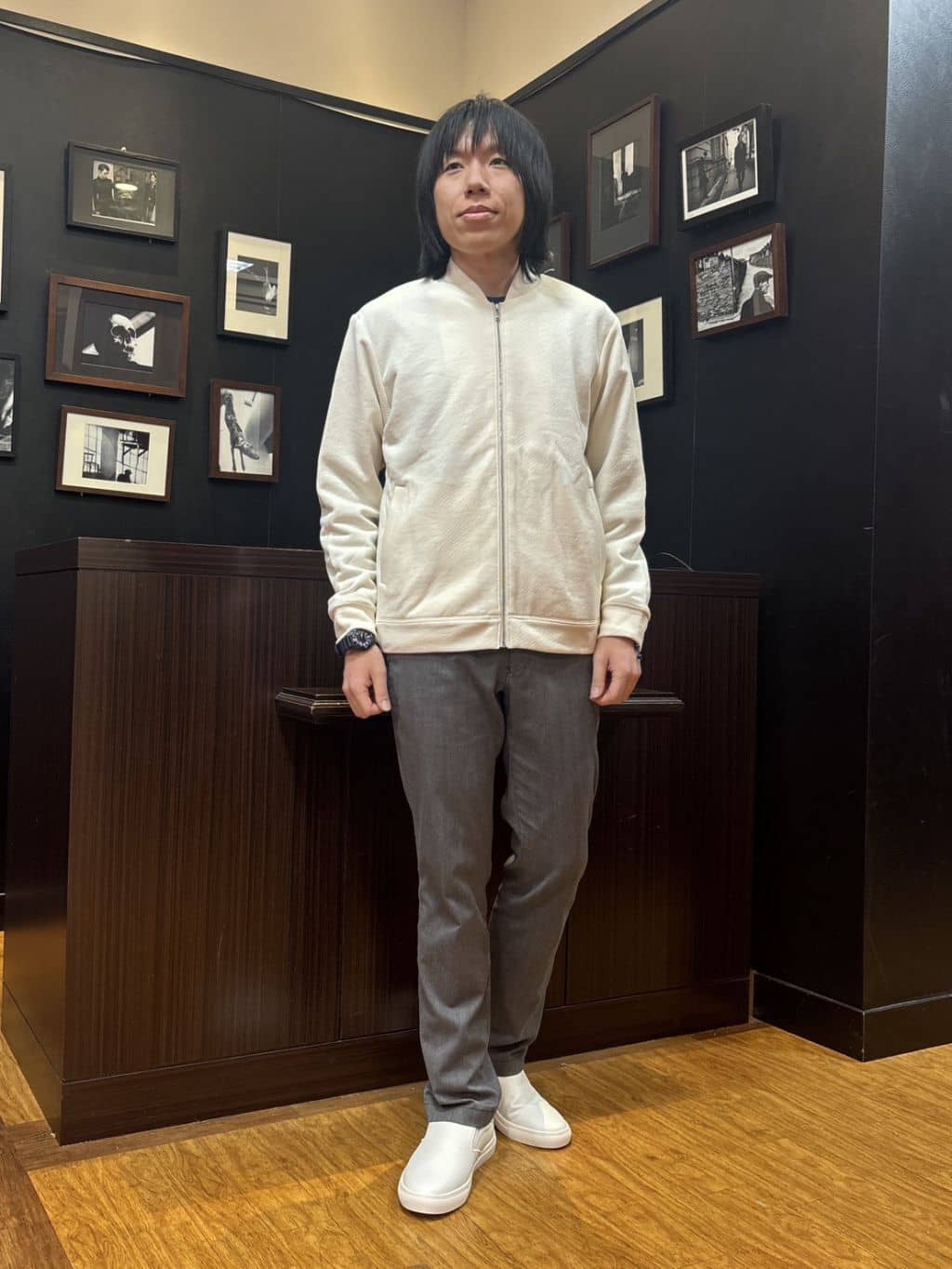 moritaさんの「TAKEO KIKUCHI｜スライドパズル ジャカード ブルゾン」を使ったコーディネート
