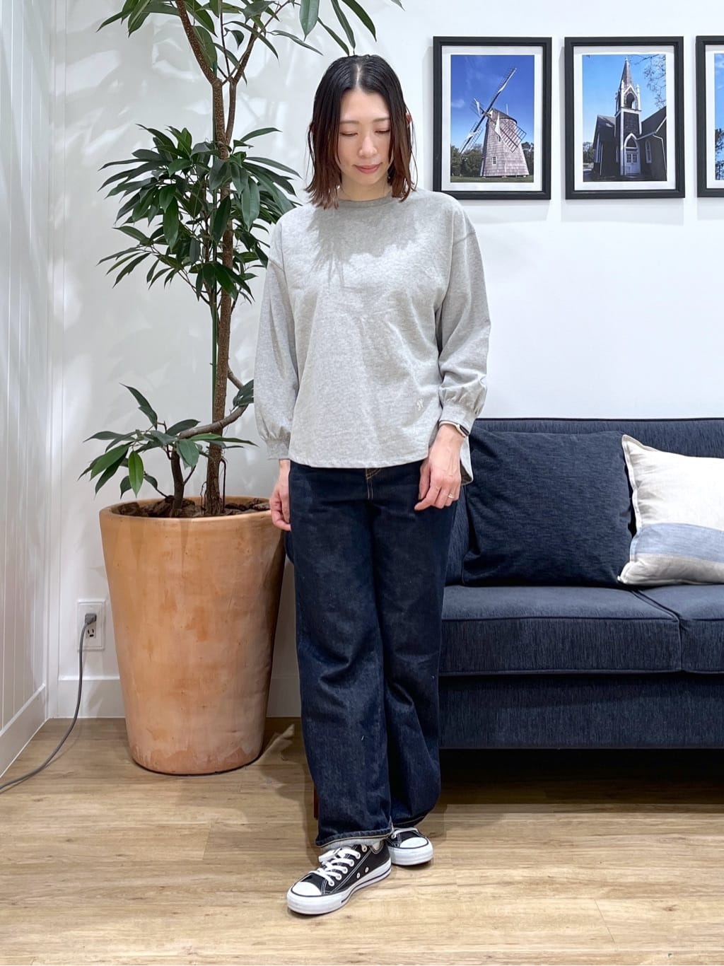 canaさんの「Dessin｜【花粉ガード/撥水加工/洗える】クルーネックスプリングコート」を使ったコーディネート