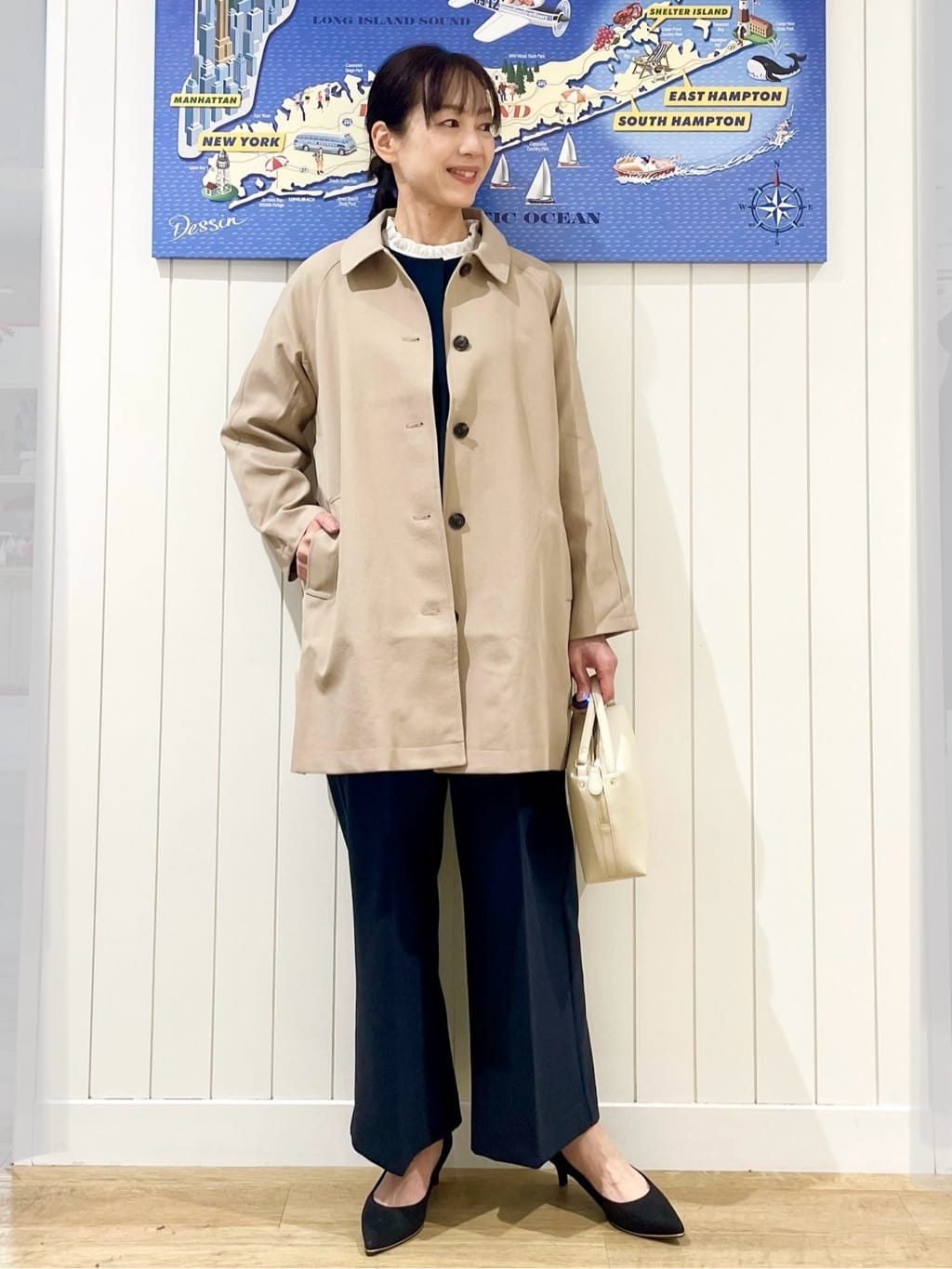 uwatokoさんの「Dessin｜【花粉ガード/撥水加工/洗える】ステンカラースプリングコート」を使ったコーディネート