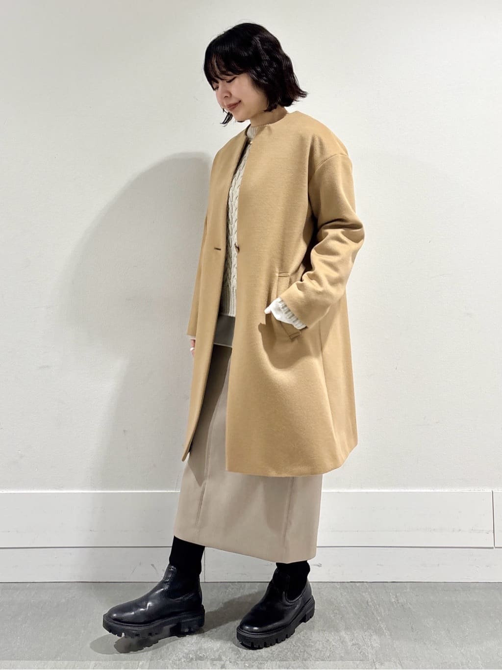 モエカさんの「UNTITLED｜【洗える】スポンディッシュ ケーブル柄ニット」を使ったコーディネート