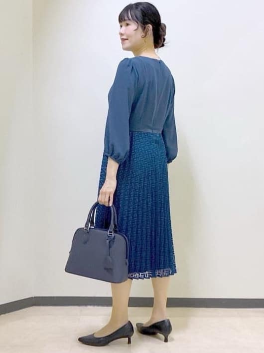  beni_gingerさんの「Reflect｜【SS-4Lサイズ】シフォン&times;幾何柄レースプリーツワンピース」を使ったコーディネート
