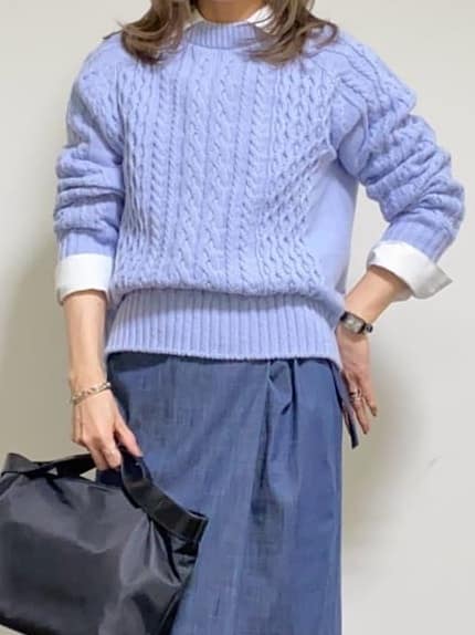 tomoさんの「UNTITLED｜【洗える】スポンディッシュ ケーブル柄ニット」を使ったコーディネート