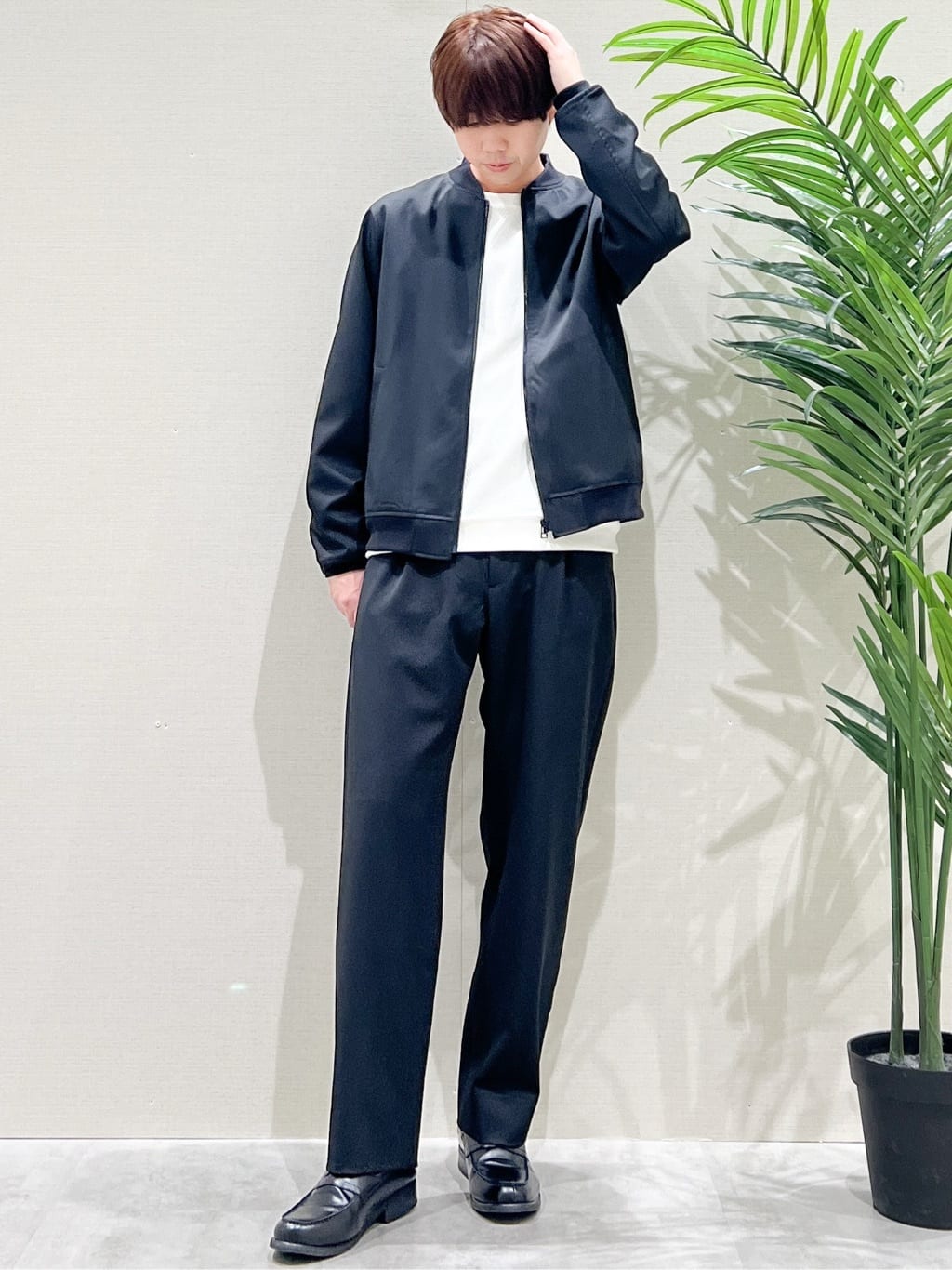 SHI-MAさんの「THE SHOP TK｜FLEX LINE ストレッチリブブルゾン　ストレッチ/防シワ/マシンウォッシャブル/セットアップ可」を使ったコーディネート