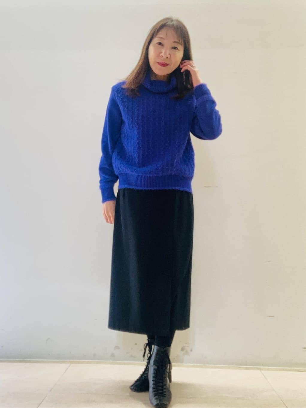 kurodaさんの「Reflect｜【ほんのりラメ感◎】ふわふわフェザーヤーンハイネックニット」を使ったコーディネート