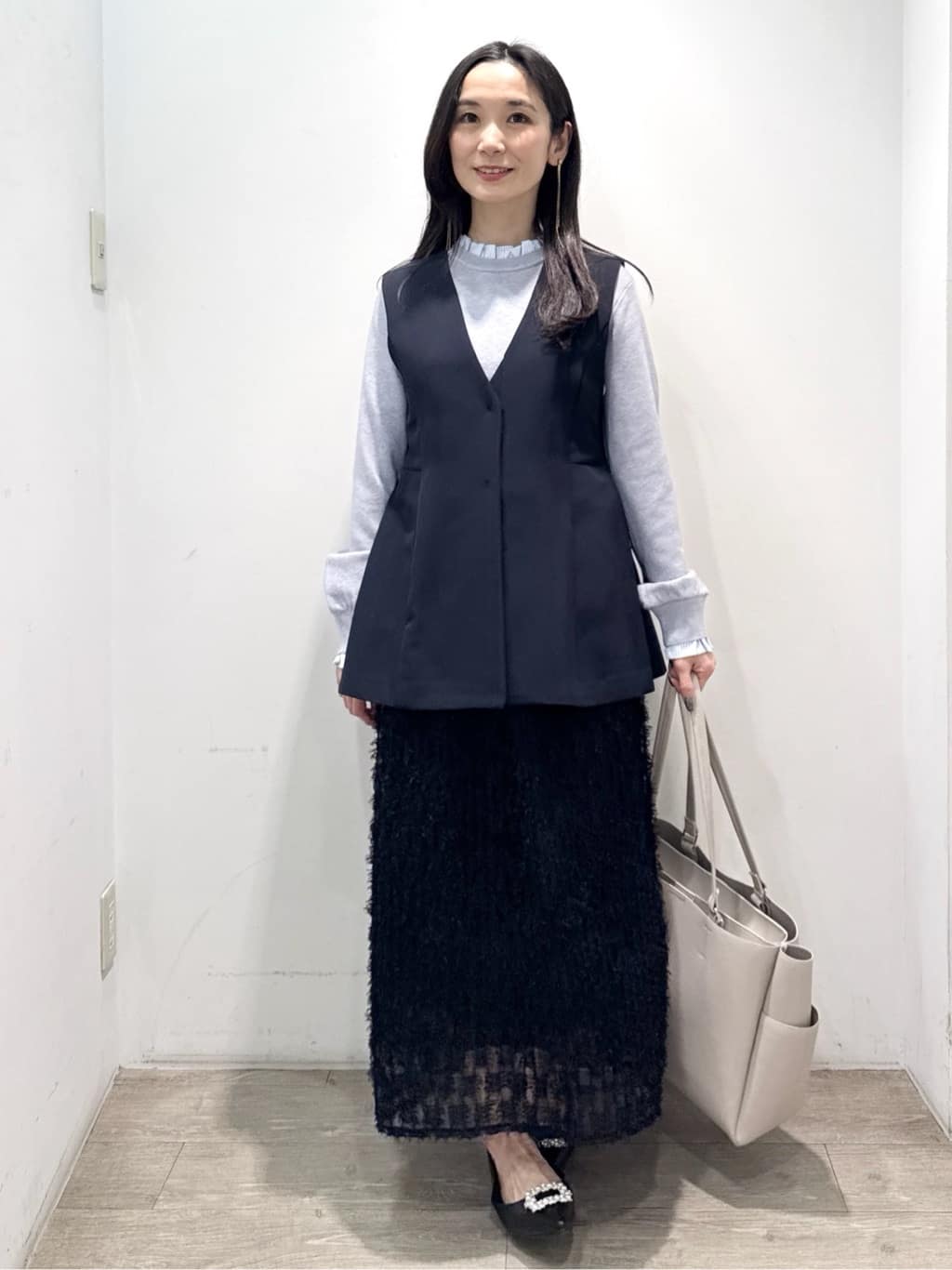 yuicciさんの「OPAQUE.CLIP｜ペプラムジレ／セットアップ対応可【洗濯機OK】」を使ったコーディネート