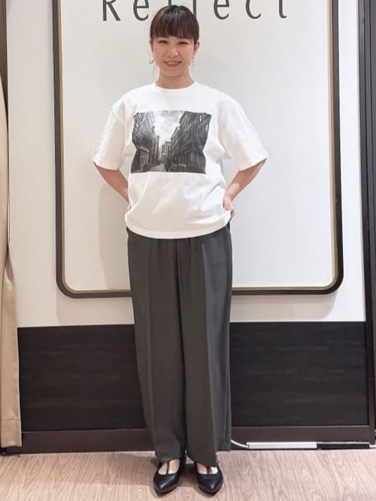 nekoさんの「Reflect｜【ウエスト総ゴム】チェック柄イージーワイドパンツ」を使ったコーディネート