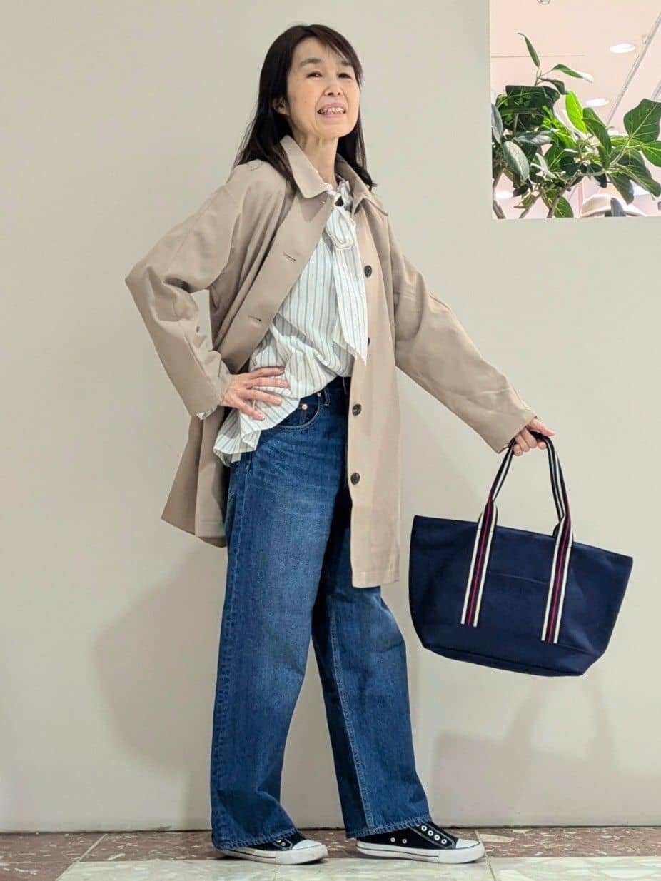 keikoさんの「Dessin｜【花粉ガード/撥水加工/洗える】ステンカラースプリングコート」を使ったコーディネート