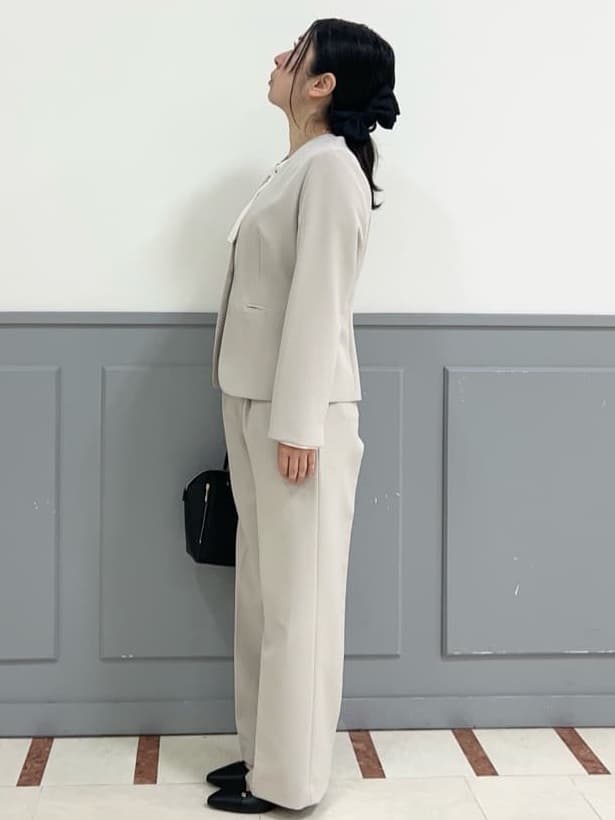yuuさんの「grove｜【マシンウォッシュ／防シワ/SS-3L】ストレッチノーカラージャケット」を使ったコーディネート