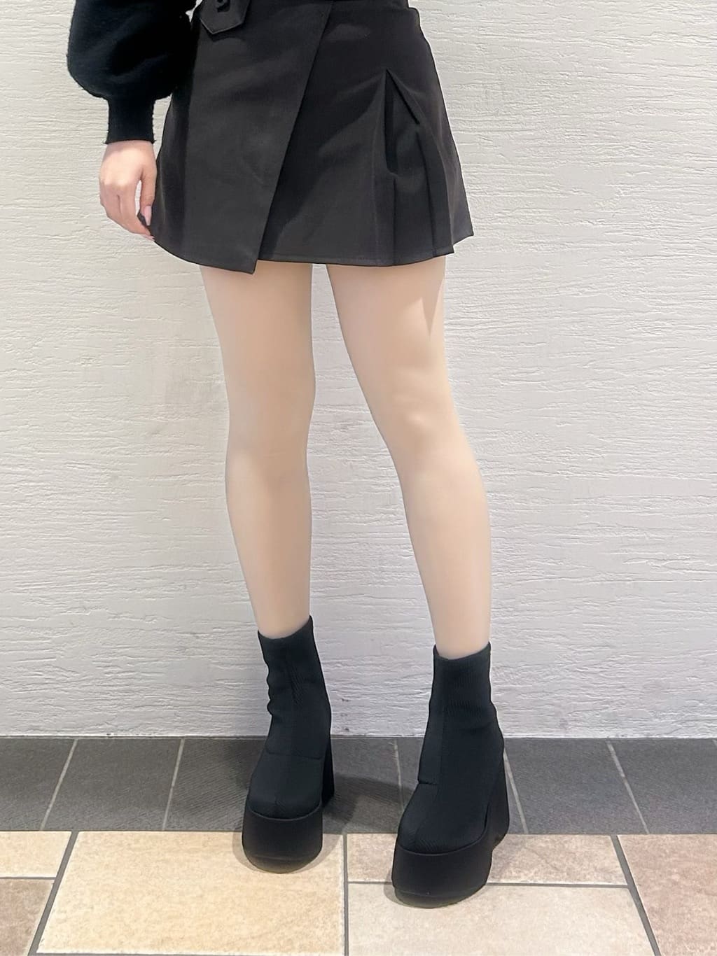 ゆうりさんの「ESPERANZA｜厚底ニットショートブーツ」を使ったコーディネート