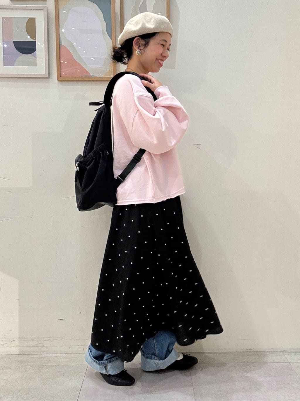 たけぴさんの「SHOO･LA･RUE｜【着丈選べる】ふんわり揺れる アソート柄フレアスカート」を使ったコーディネート