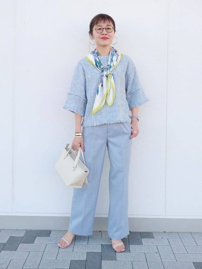 MUTSUKOさんの「UNTITLED｜◆【洗える】ツイードドルマンブラウス」を使ったコーディネート