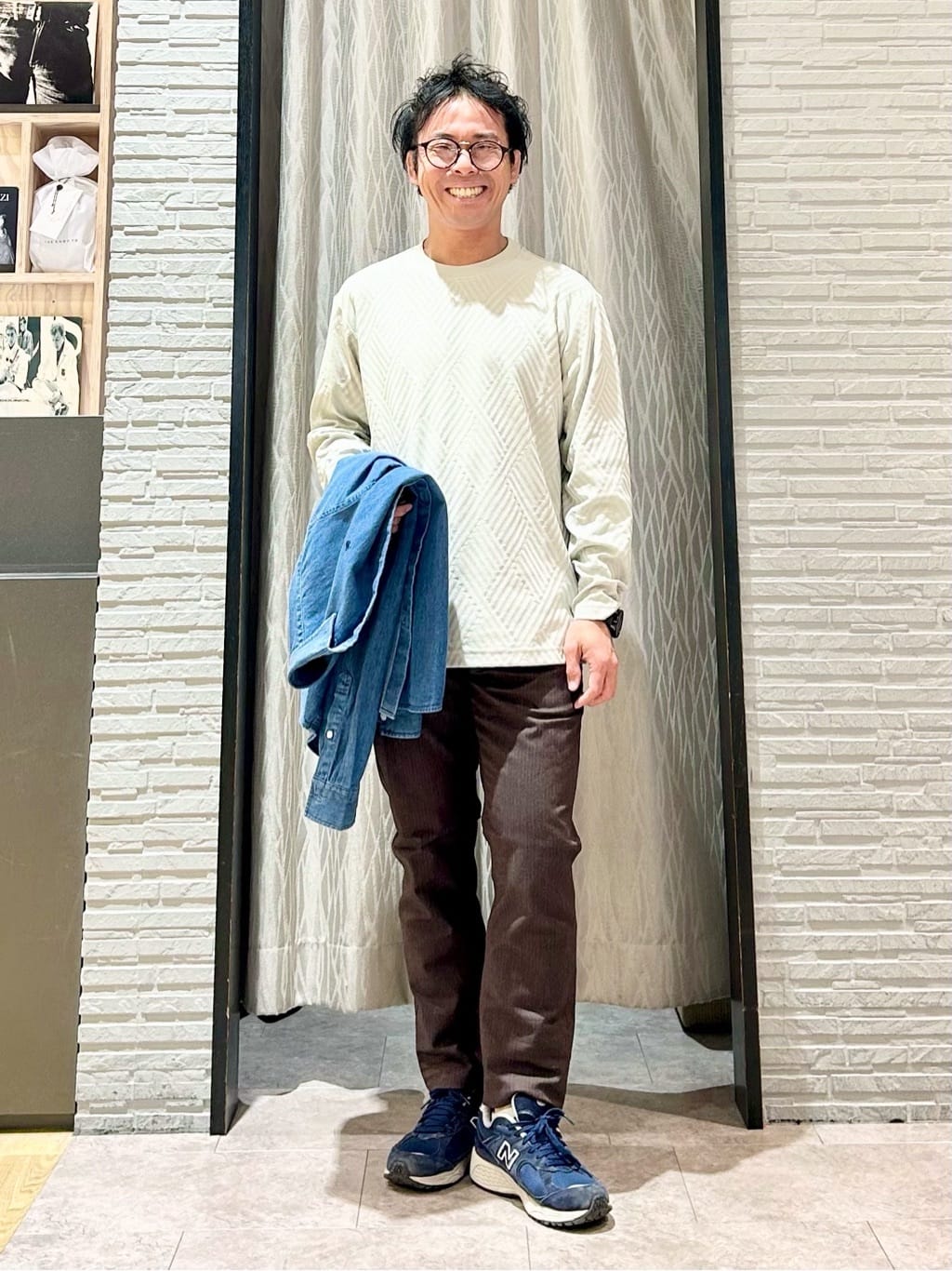 KENJI Iさんの「THE SHOP TK｜【POLO BCS 別注】 アソート長袖シャツ ストライプ／グレー／デニム」を使ったコーディネート