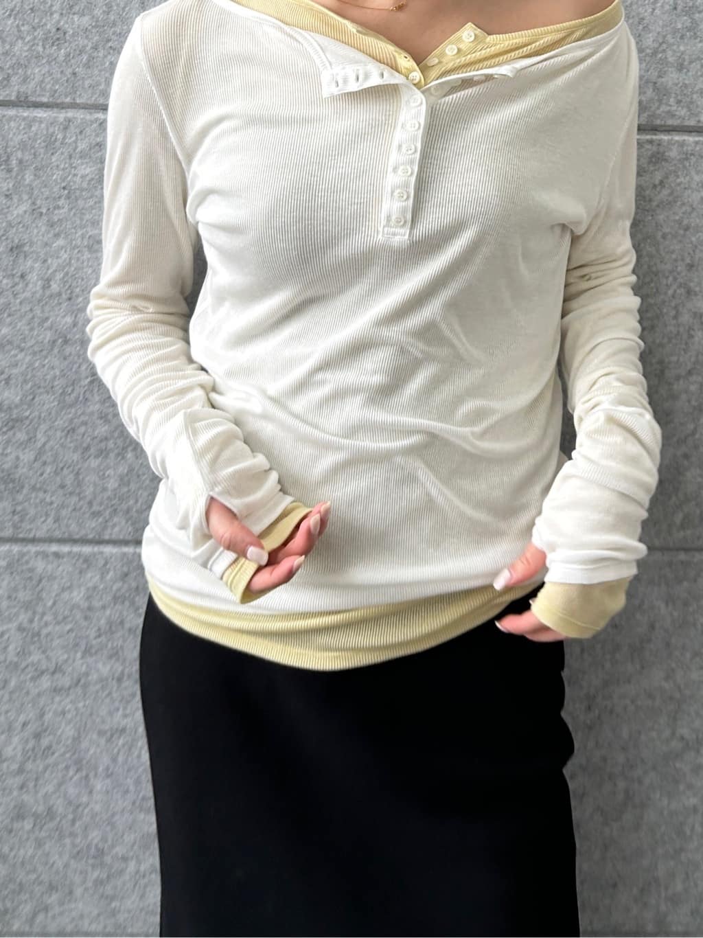 harunaさんの「CODE A｜henry long sleeve」を使ったコーディネート