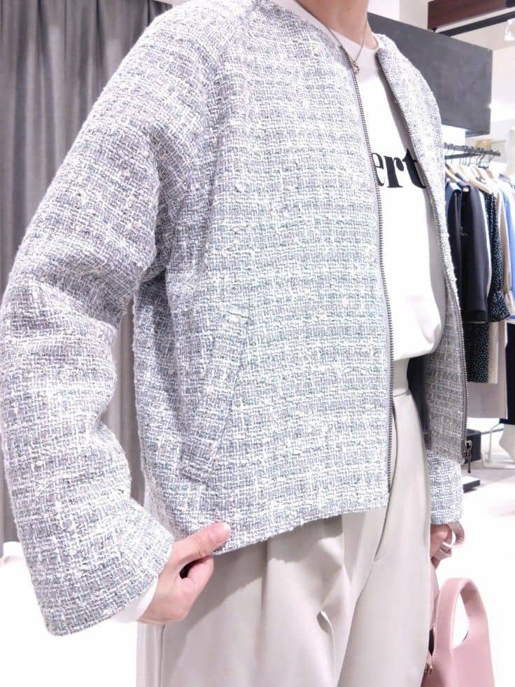 まちこさんの「UNTITLED｜【きれいめカジュアル】ツイードジップジャケット」を使ったコーディネート