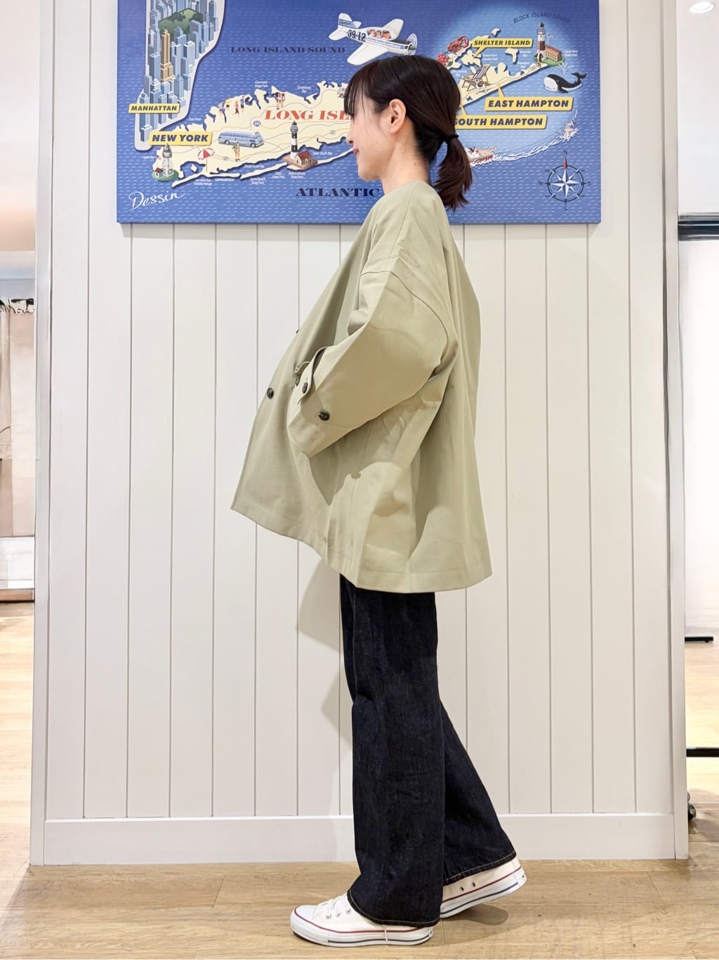 uwatokoさんの「Dessin｜【花粉ガード/撥水加工/洗える】クルーネックスプリングコート」を使ったコーディネート