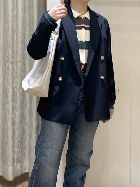 ga_riさんの「THE SHOP TK｜【通勤にもデイリーにも】CAVIAN 金ボタンダブルブレストジャケット」を使ったコーディネート