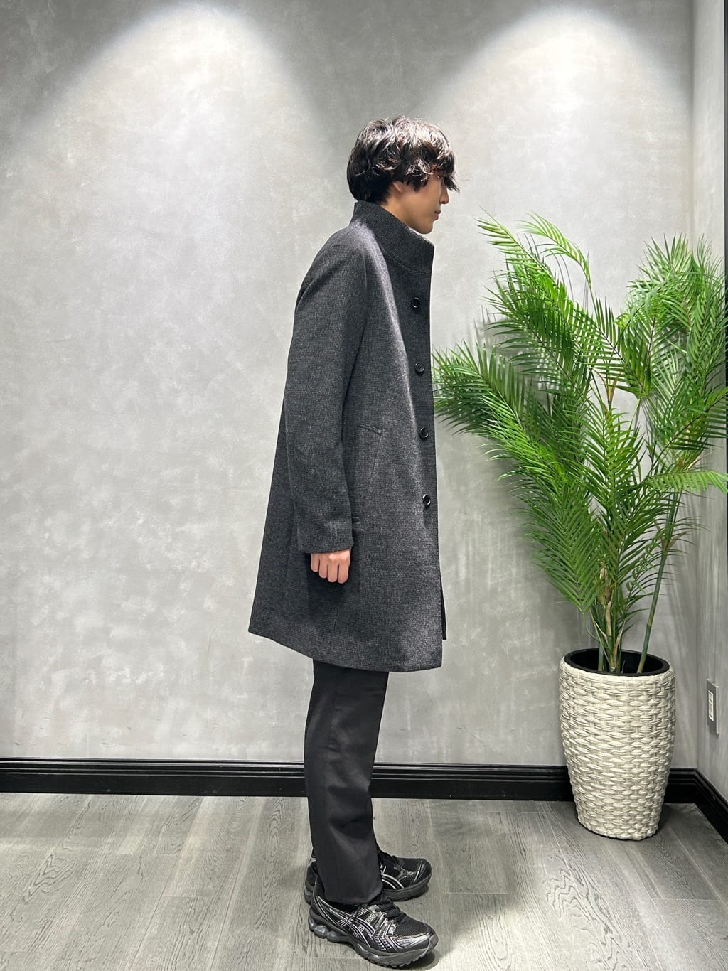 ruiさんの「TAKEO KIKUCHI｜カシミヤブレンド ビーバー調ピンヘッドスタンドカラーコート」を使ったコーディネート