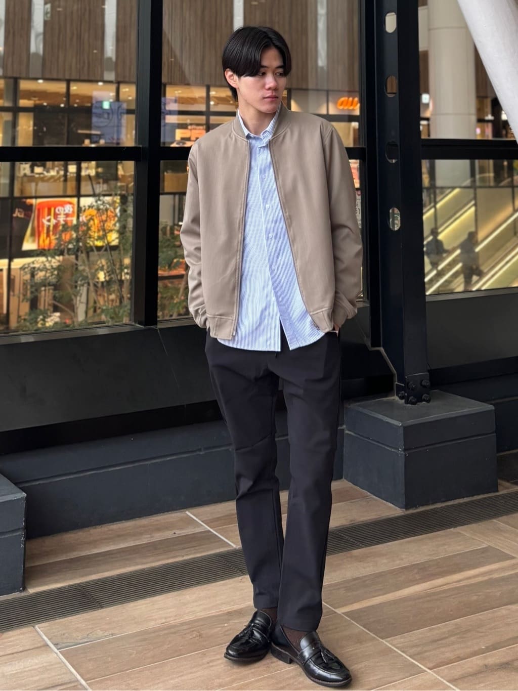 うらしーさんの「THE SHOP TK｜FLEX LINE ストレッチリブブルゾン　ストレッチ/防シワ/マシンウォッシャブル/セットアップ可」を使ったコーディネート