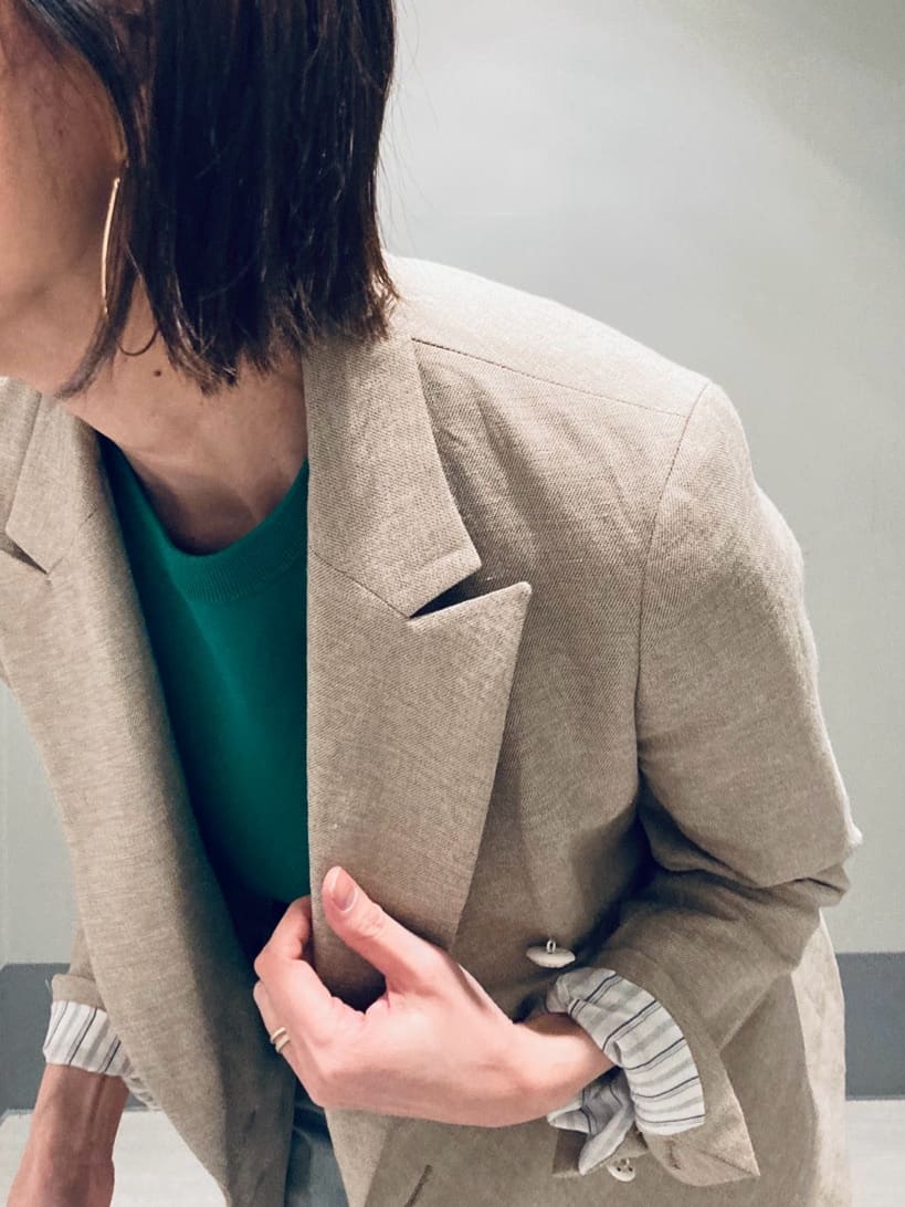 Furuさんの「DRESSTERIOR｜【ウォッシャブル】コットンシルクフレンチスリーブニット」を使ったコーディネート