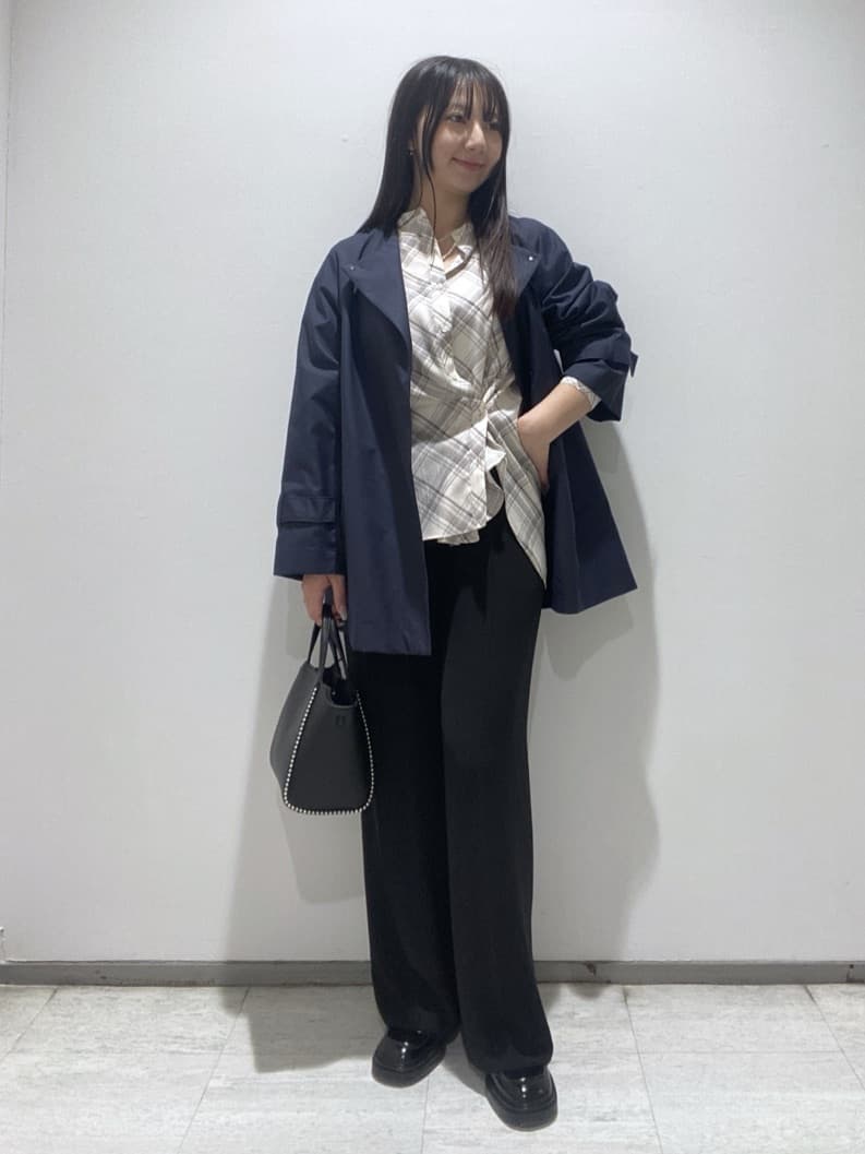 meiさんの「INDIVI｜【2WAY／シアー】バイアスチェック柄＆無地 カシュクールシャツ」を使ったコーディネート