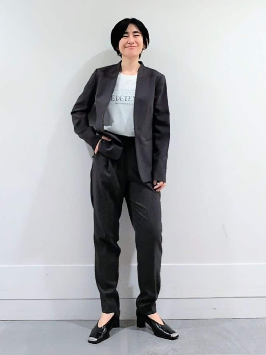 ミズタさんの「UNTITLED｜【セットアップ可/UV/接触冷感】エアリーノーカラージャケット」を使ったコーディネート