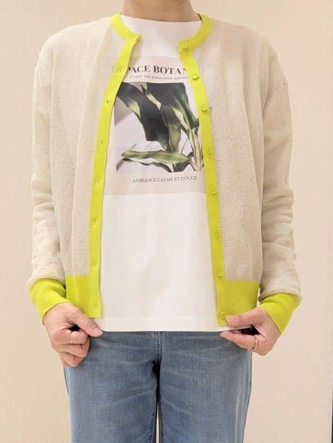 u-macoさんの「UNTITLED｜【洗える】シアーニットカーディガン」を使ったコーディネート