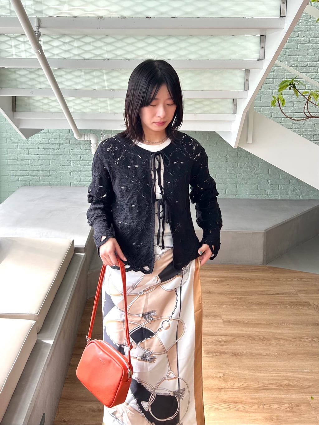 RINAさんの「OPAQUE.CLIP｜かぎ針風ニットカーディガン【洗濯機OK】」を使ったコーディネート