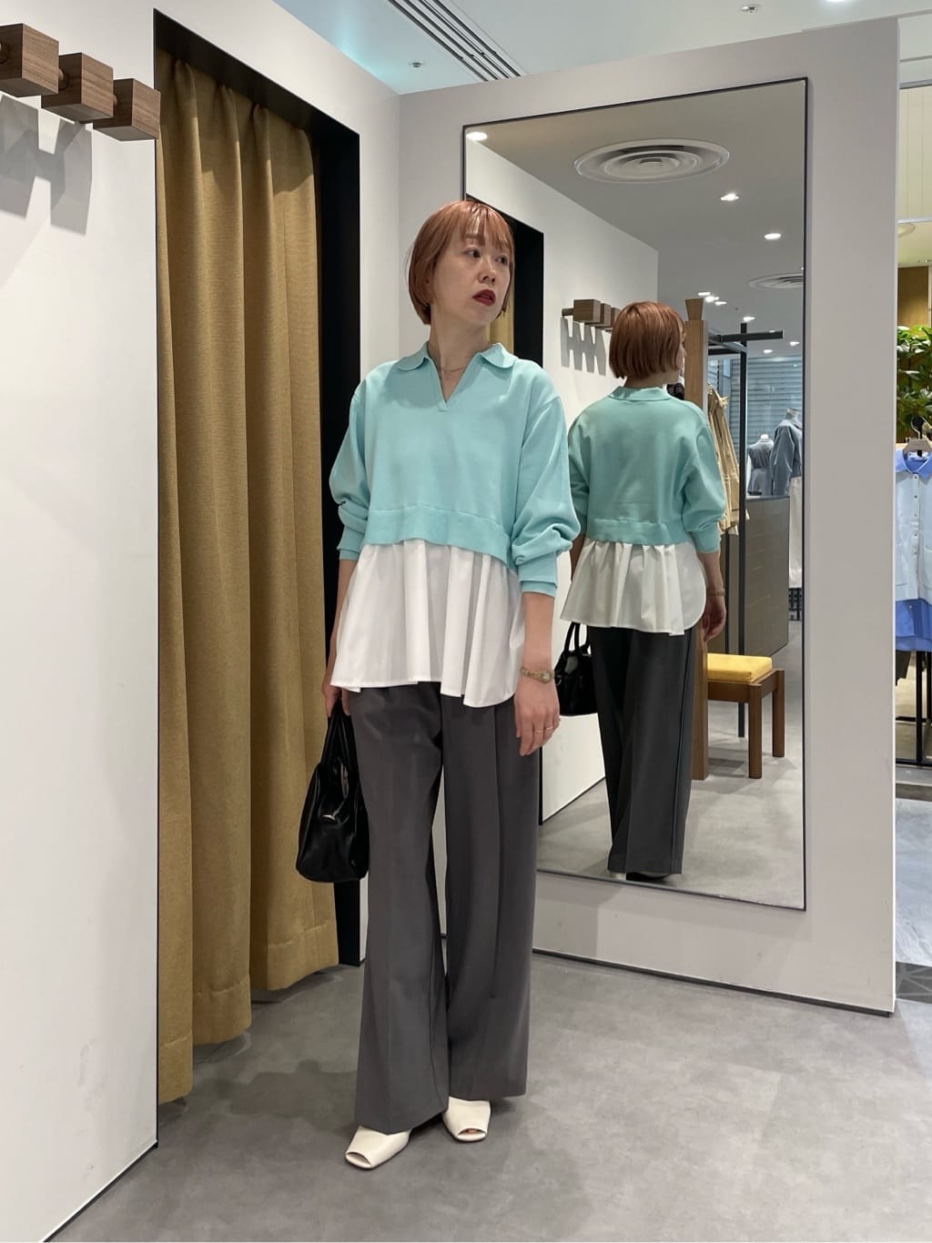mikuさんの「INDIVI｜Comfy SET UP｜イージーストレートワイドパンツ【セットアップ対応／通勤／カセット服／接触冷」を使ったコーディネート