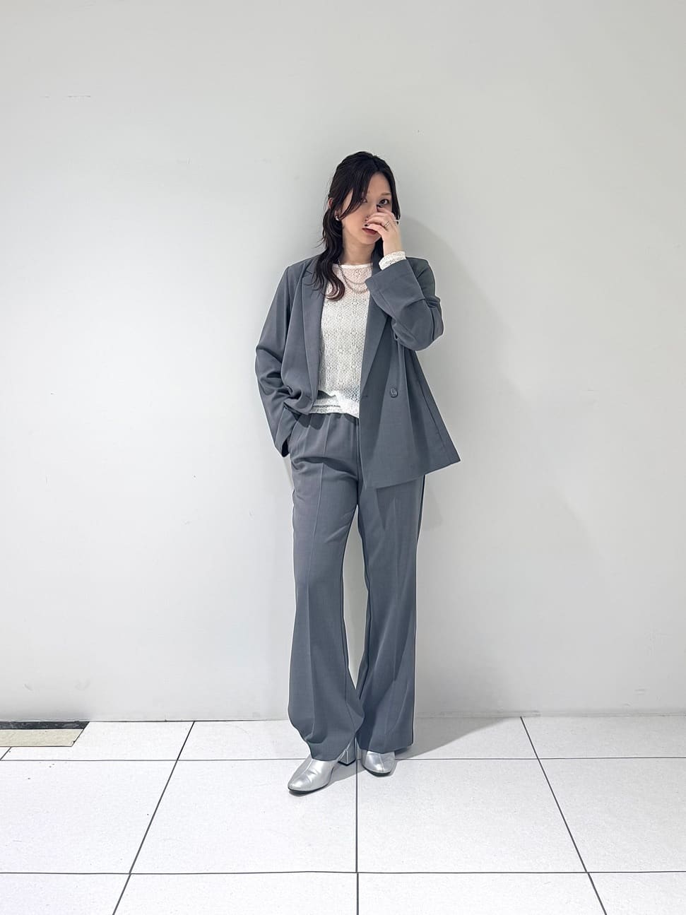そんさんの「INDIVI｜Comfy SET UP｜ダブルブレストイージージャケット【セットアップ対応／通勤／カセット服／接触」を使ったコーディネート