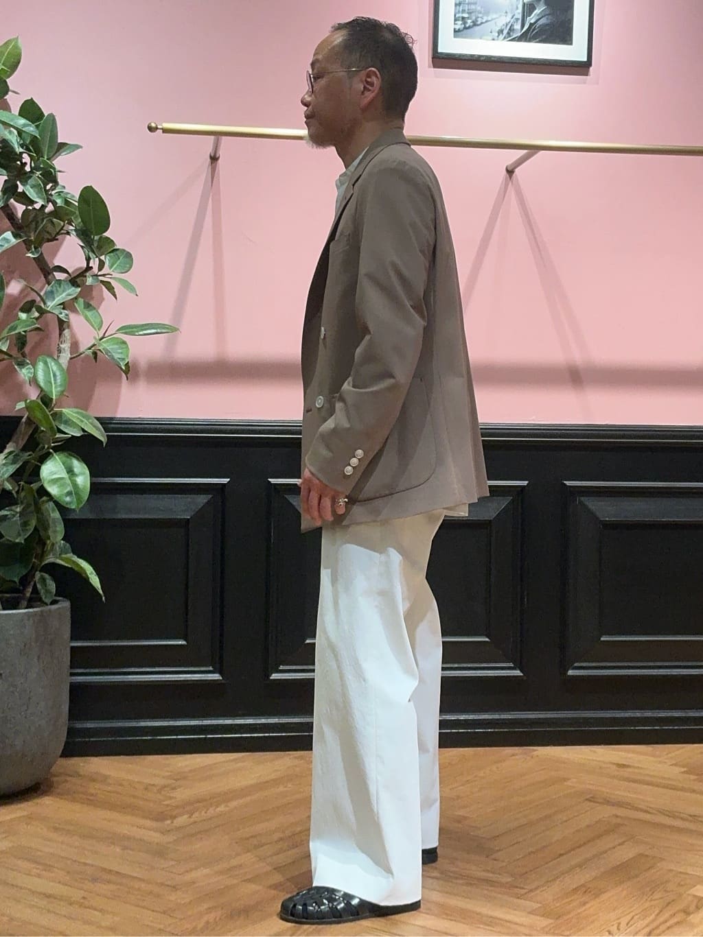 torigoeさんの「DRESSTERIOR｜200双糸 バンドカラーシャツ」を使ったコーディネート
