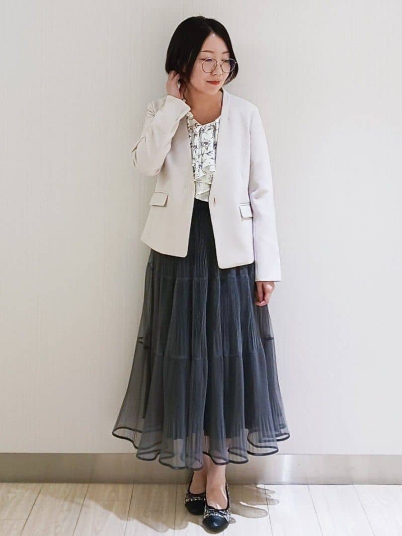 KaHoさんの「index｜ストレッチノーカラージャケット／セットアップ対応【洗濯機OK／防シワ／イージーアイロン】」を使ったコーディネート