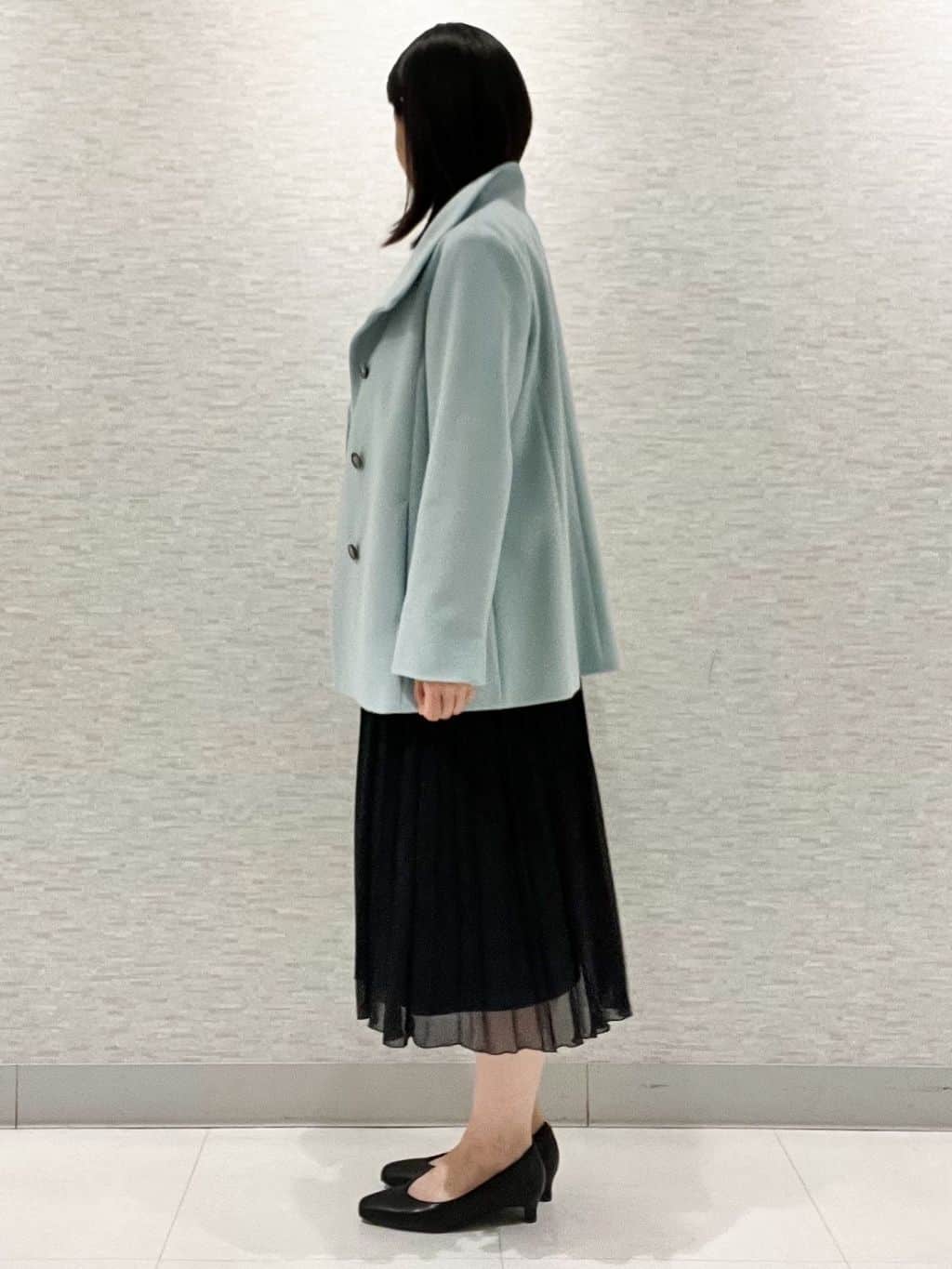 marikoさんの「Reflect｜【SS-4Lサイズ／衿が顔に当たらない◎】スタンドネックミドルコート」を使ったコーディネート